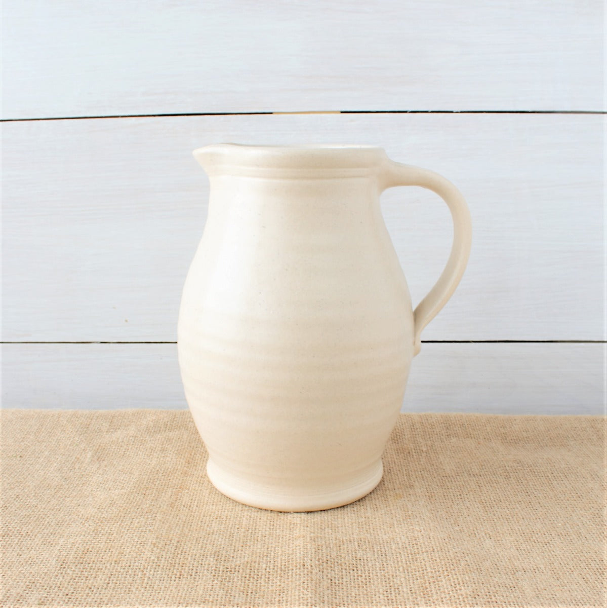 Farmhouse Ridges Pitcher- Drift White – Rowe Pottery