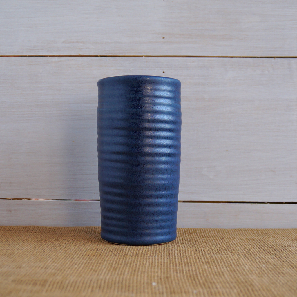 Farmhouse Ridges 7" Vase - Denim