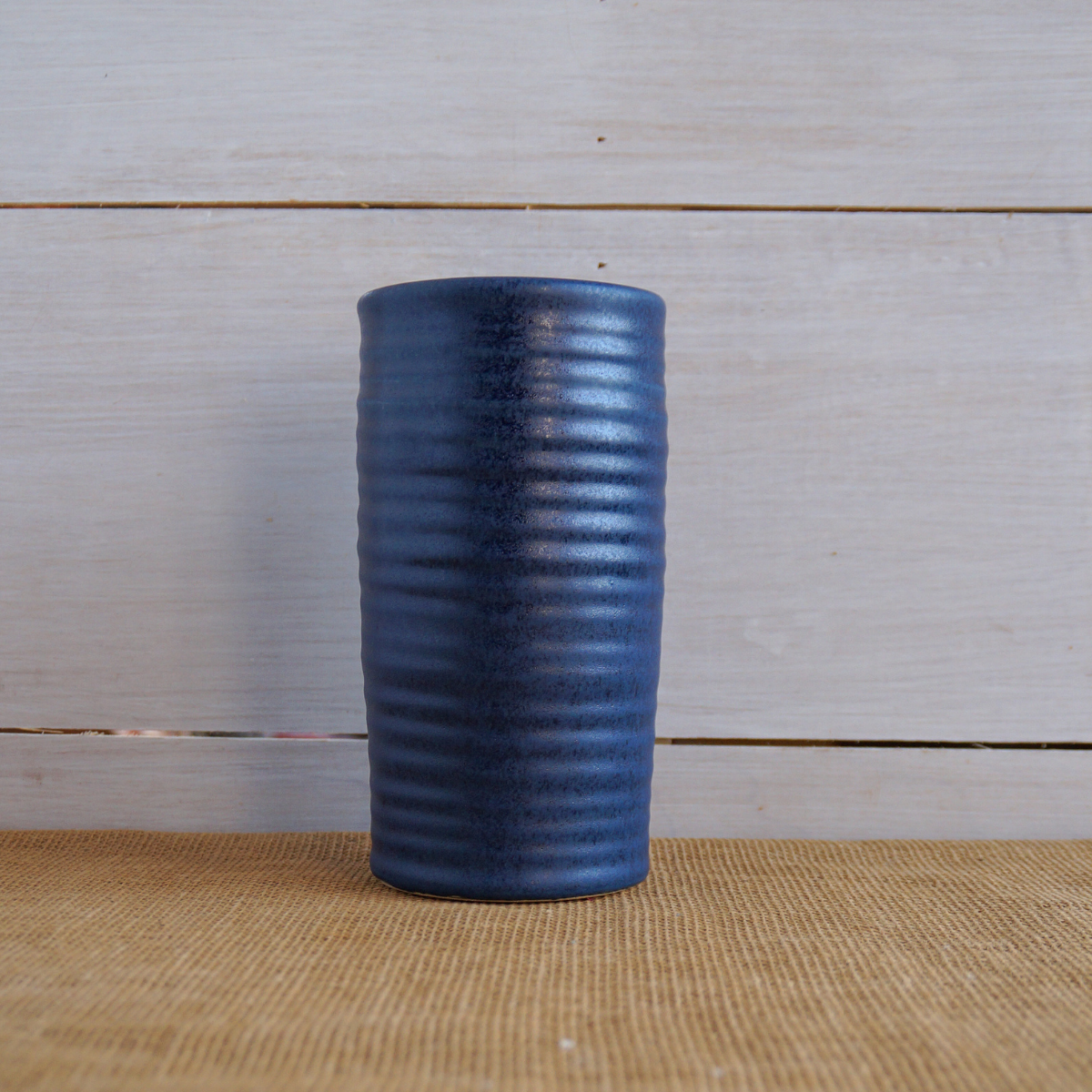 Farmhouse Ridges 7" Vase - Denim