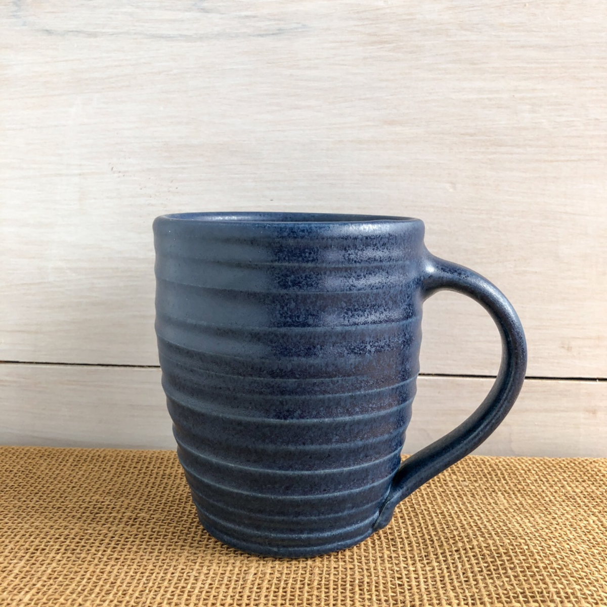 Handcrafted Stoneware Mug- Ridges Denim