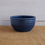 Handcrafted Stoneware Salad Bowl- Ridges Denim