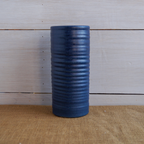 Handcrafted Stoneware Vase- Ridges 9" Denim