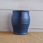 Handcrafted Stoneware Utensil Jar- Ridges Denim