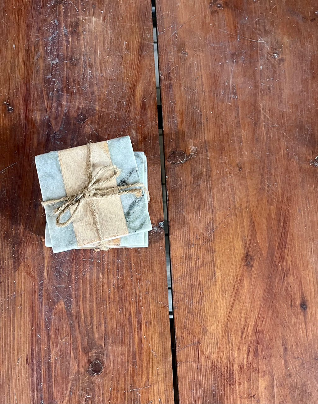 Marble & Wood Coaster Set/4