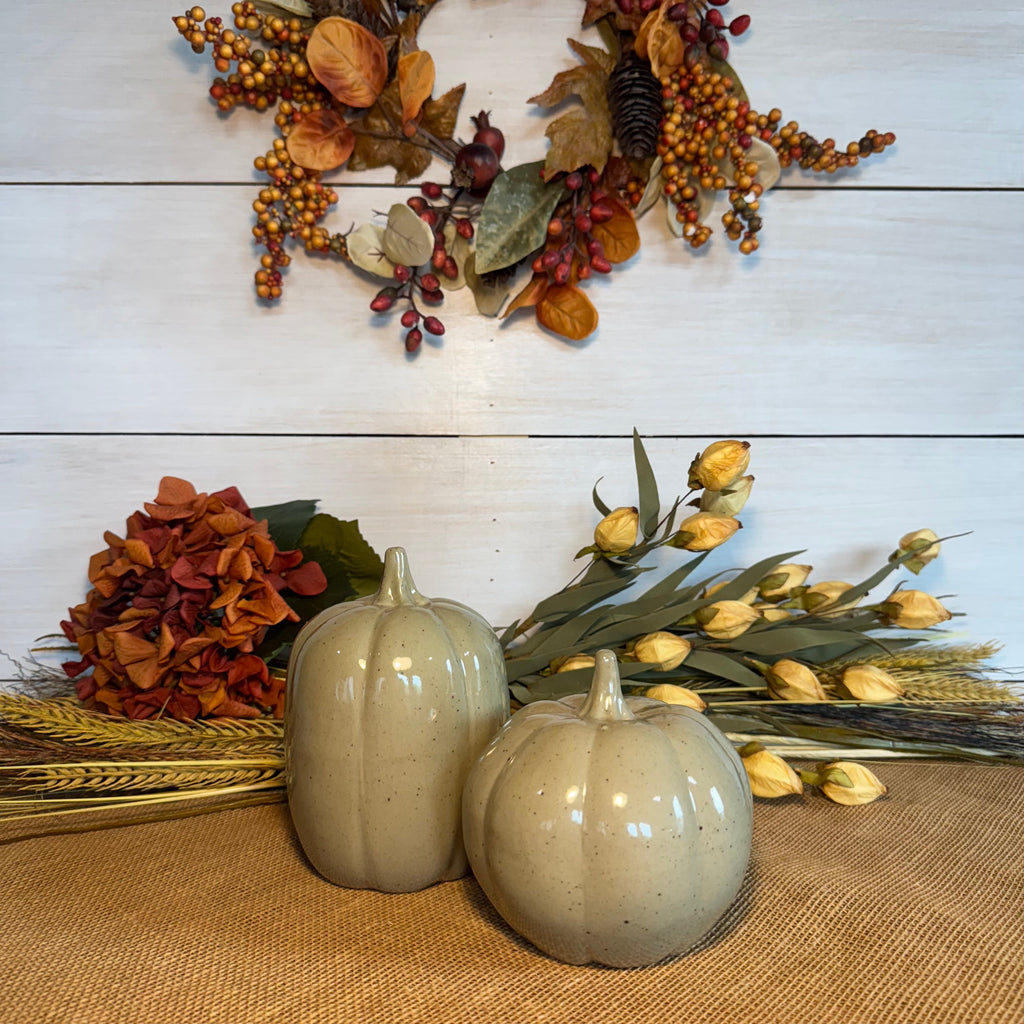 Fall Collectible Pumpkins- Set of 2 Mocha