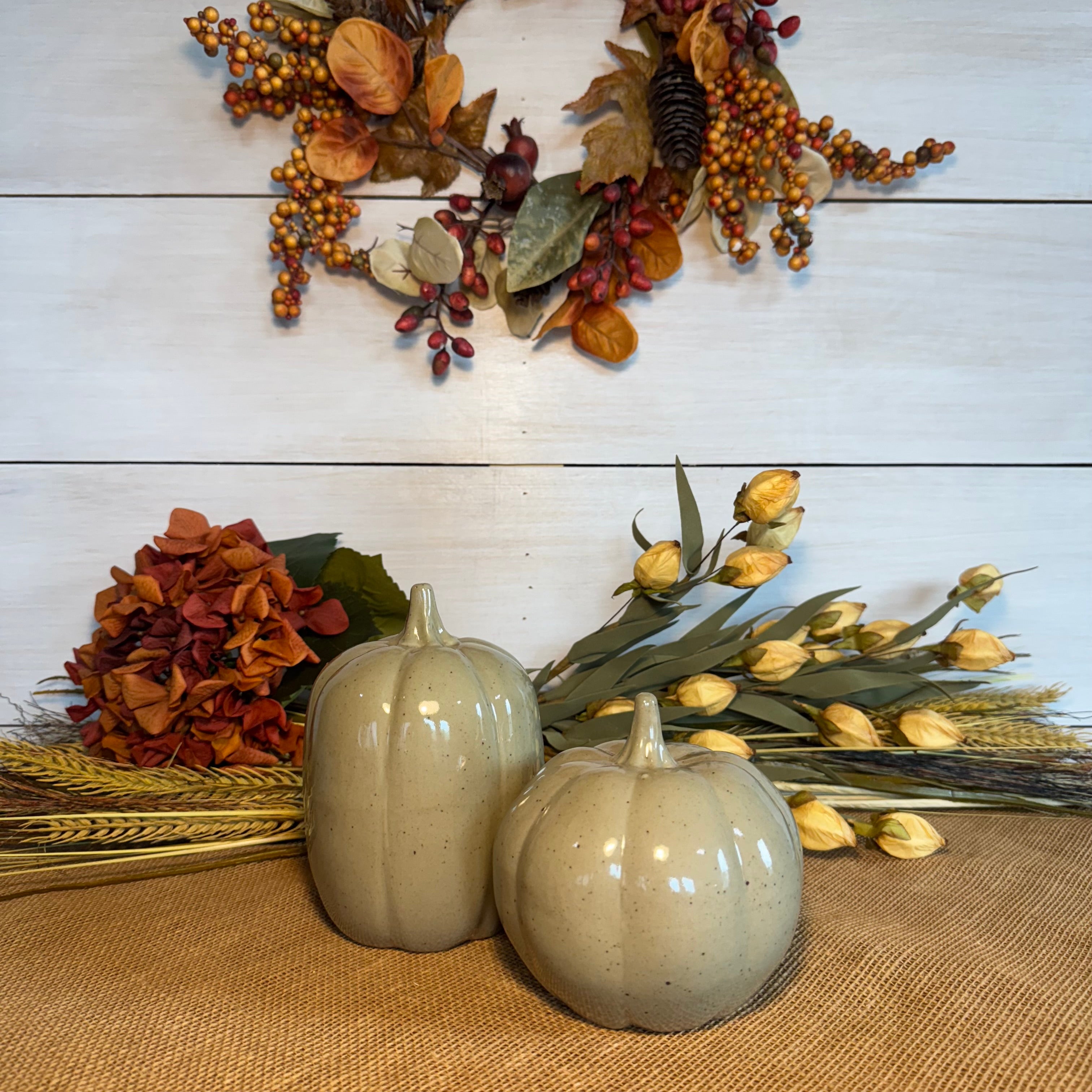Fall Collectible Pumpkins- Set of 2 Mocha