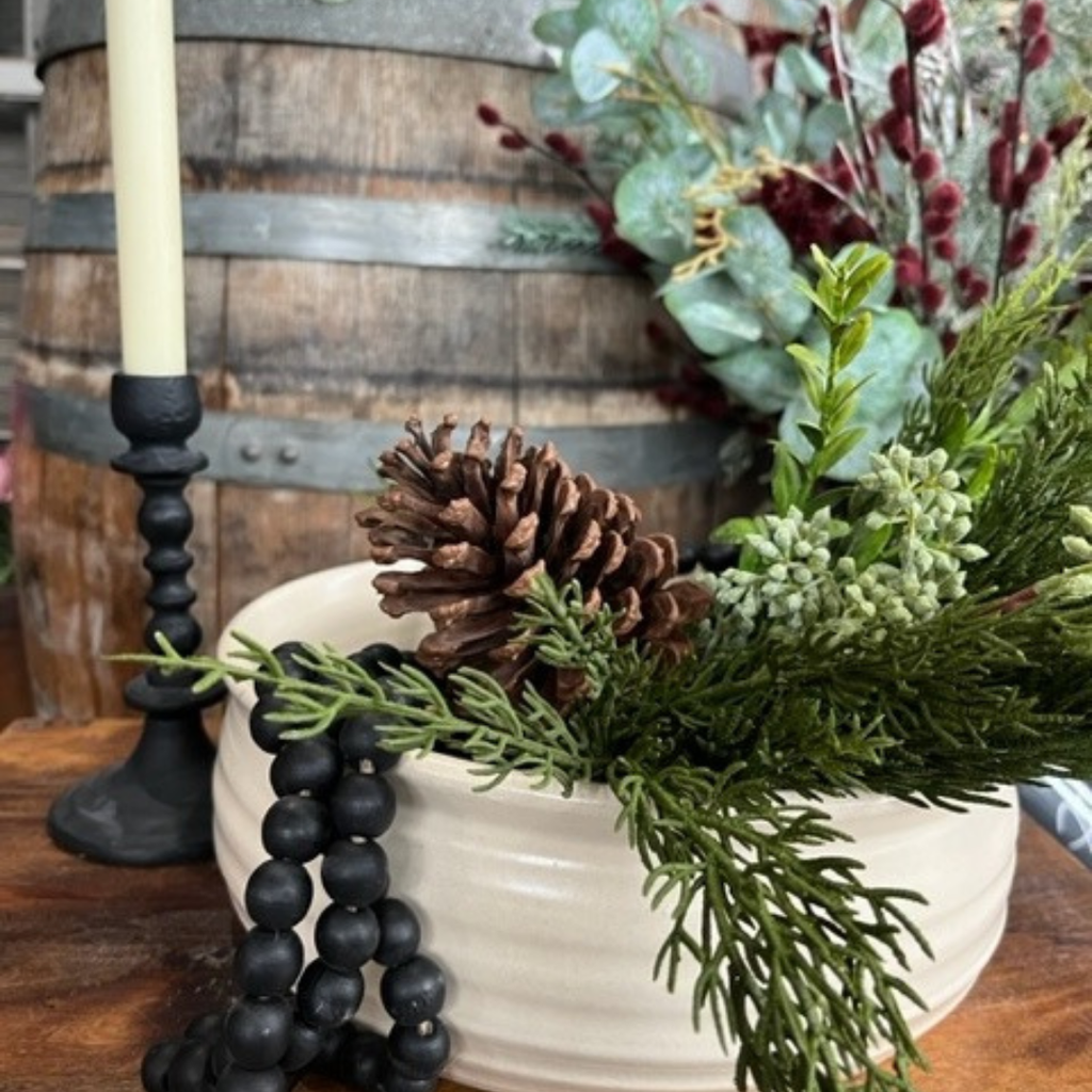 Farmhouse Ridges Large Serving Bowl- Drift White