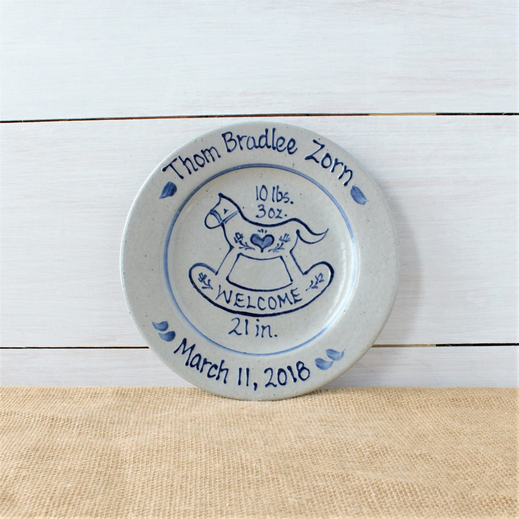 9" Birth Plate- Personalized (Choose A Pattern)
