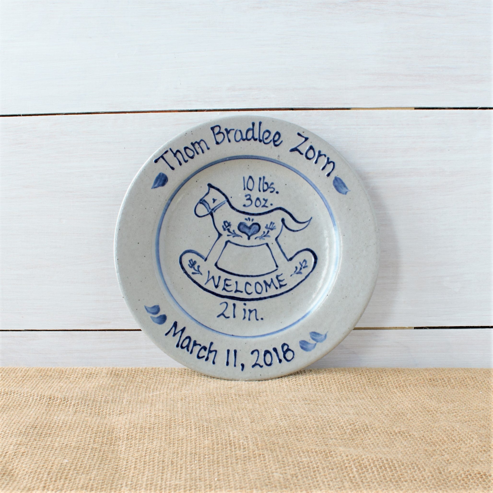 11" Birth Plate- Personalized (Choose A Pattern)