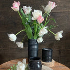 Farmhouse Ridges 7" Vase- Black Tie