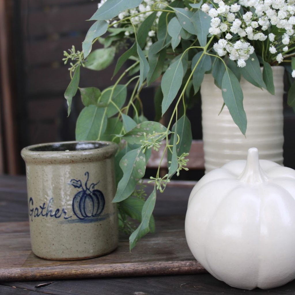 Fall Collectible Pumpkins- Set of 2 Drift White