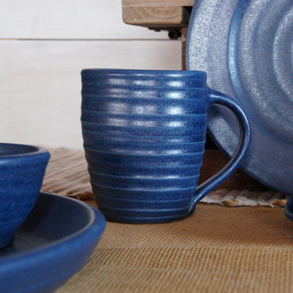 Handcrafted Stoneware Mug- Ridges Denim