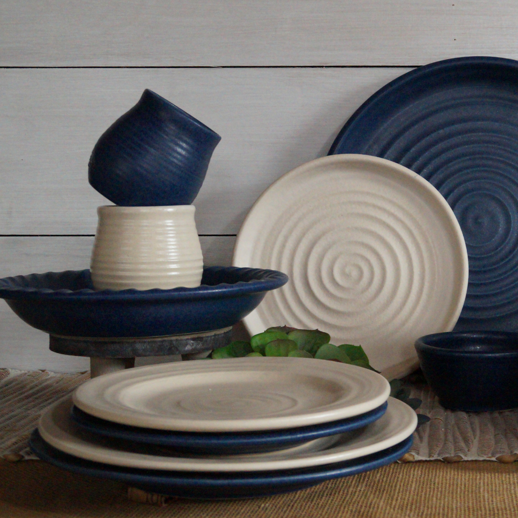 Glassware With Ridges Farmhouse Ridges Cocktail Glass - Denim – Rowe Pottery