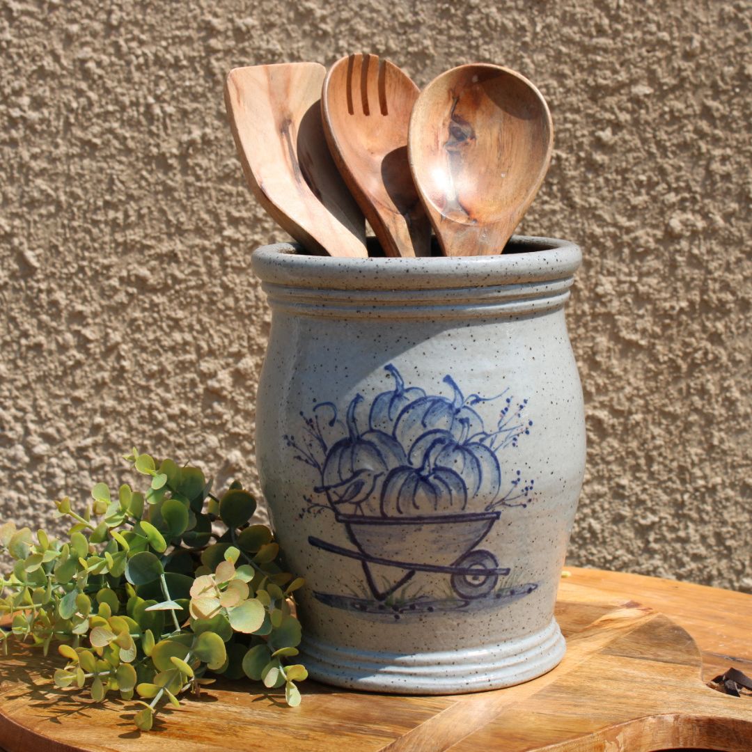 Utensil Jar-Pumpkin Wheelbarrow