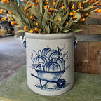 2 Gallon Crock - Pumpkin Wheelbarrow