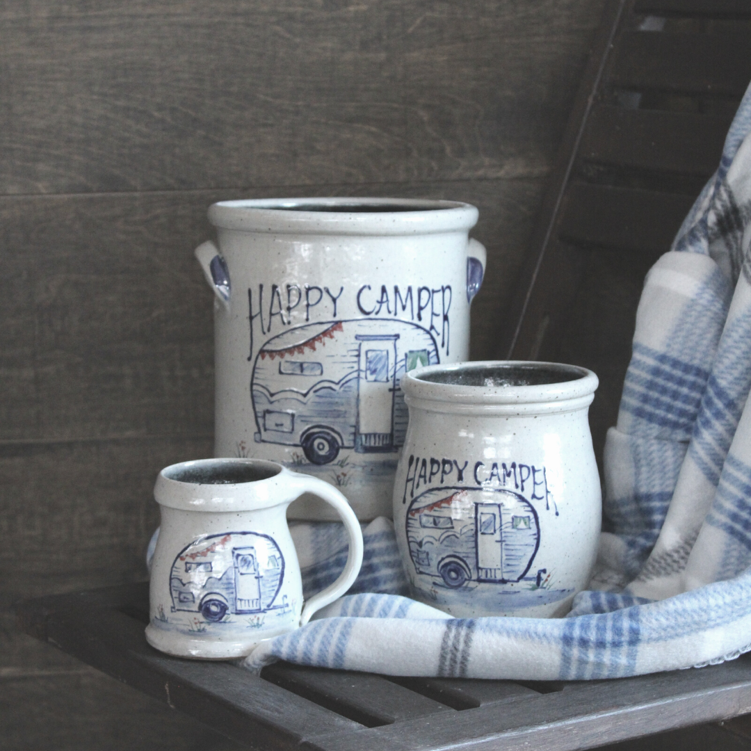 Utensil Jar- Happy  Camper