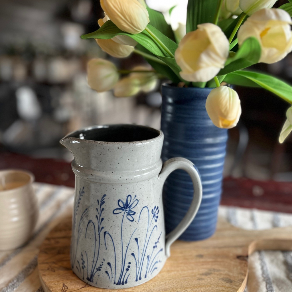 Farmhouse Ridges 7" Vase - Denim