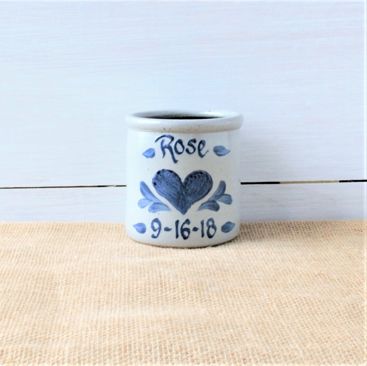 1 1/2 Pint Crock- Personalized (5 Patterns Available)