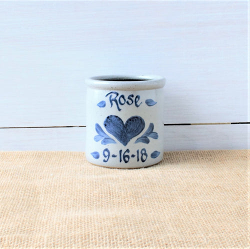 1 1/2 Pint Crock- Personalized (5 Patterns Available)