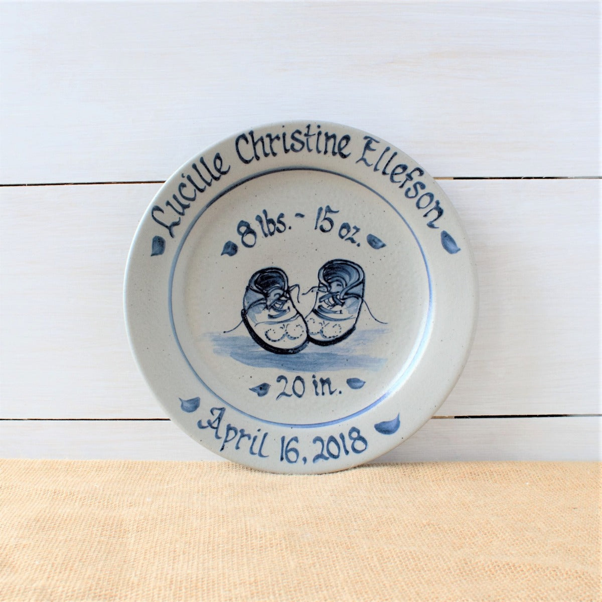 11" Birth Plate- Personalized Baby Booties