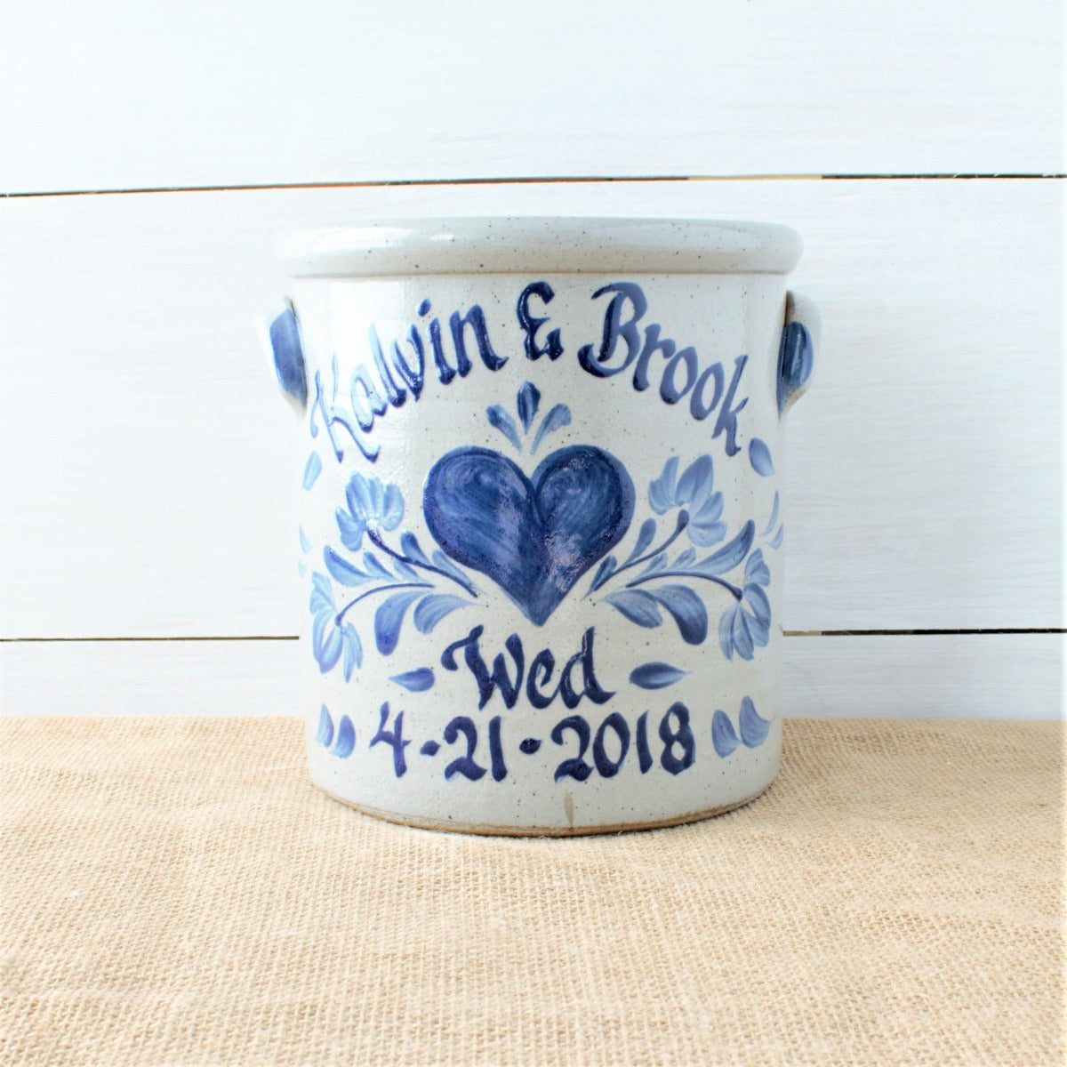 1/2 Gallon Crock- Personalized Wedding Pattern