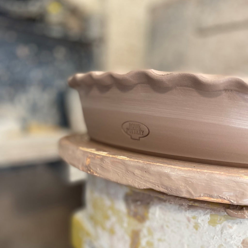 Handcrafted Stoneware Pie Plate- Ridges Denim