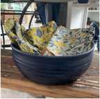 Handcrafted Stoneware Large Serving Bowl- Ridges Denim