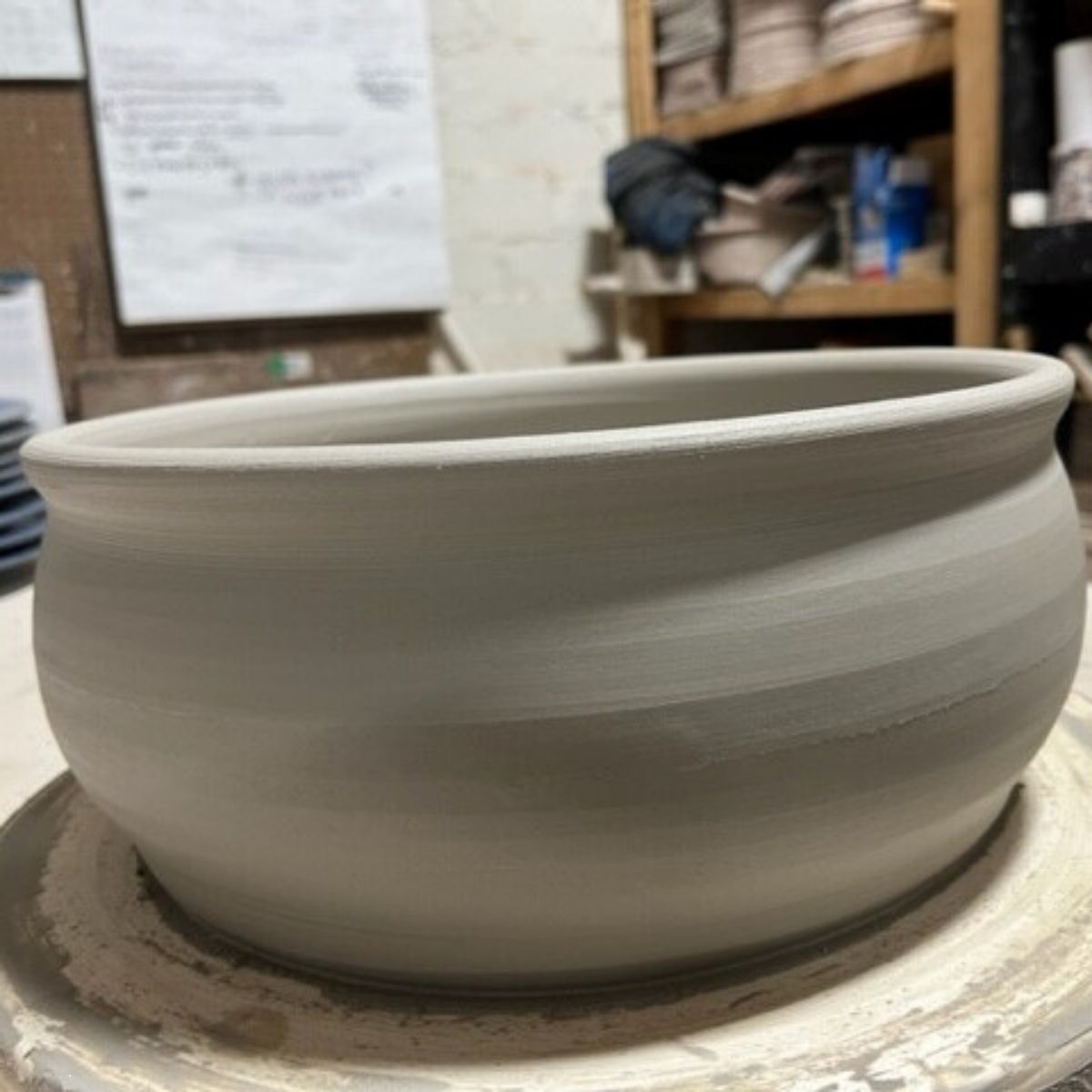 Handcrafted Stoneware Large Serving Bowl- Ridges Denim