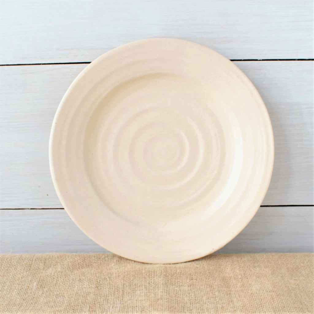 Plate With Ridges Farmhouse Ridges Dinner Plate- Drift White – Rowe Pottery