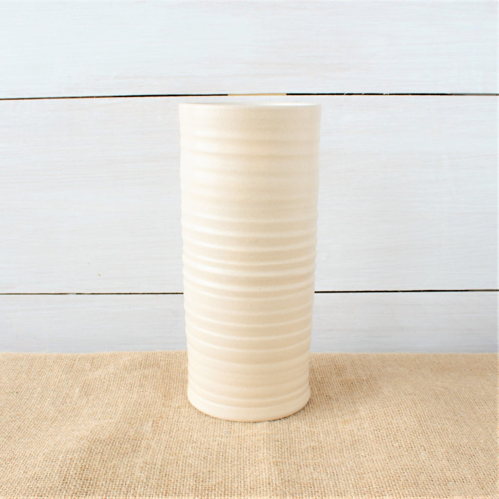 Farmhouse Ridges 9" Vase- Drift White