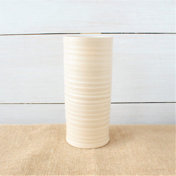 Farmhouse Ridges 9" Vase- Drift White