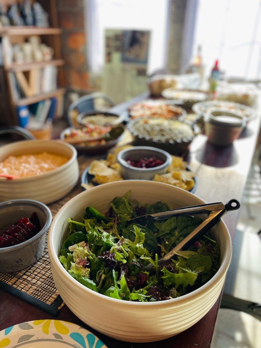 Farmhouse Ridges Large Serving Bowl- Drift White