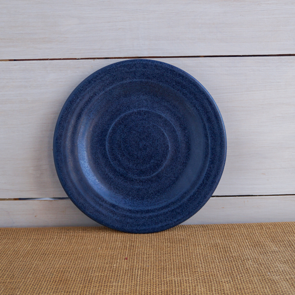 Plate With Ridges Handcrafted Stoneware Salad Plate- Ridges Denim – Rowe Pottery