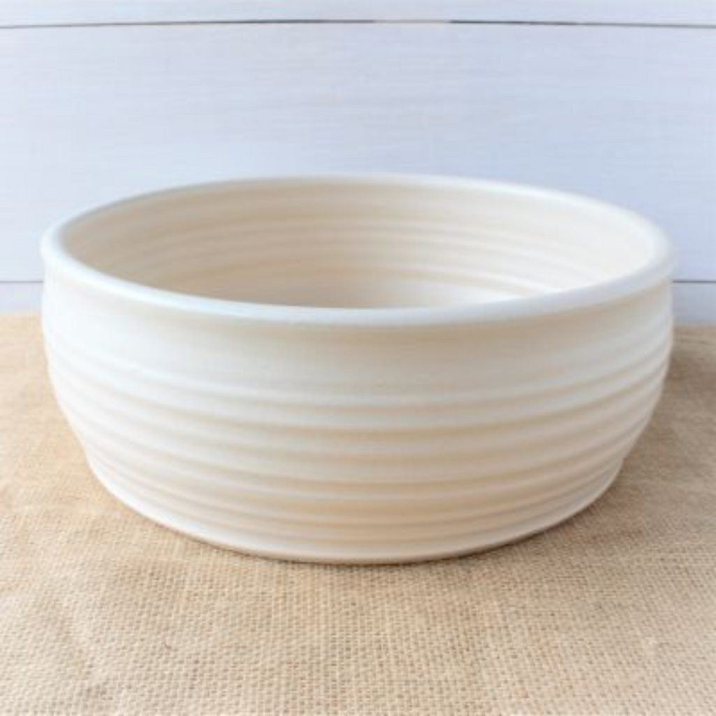 Ridges Medium Serving Bowl- Drift White