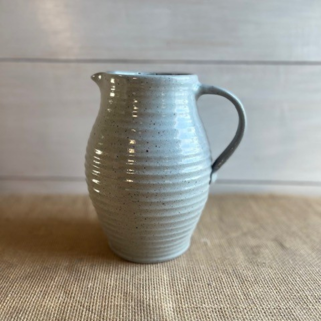 Handcrafted Pottery Pitcher- Ridges Classic Gray – Rowe Pottery Handcrafted Pottery Pitcher- Ridges Classic Gray – Rowe Pottery