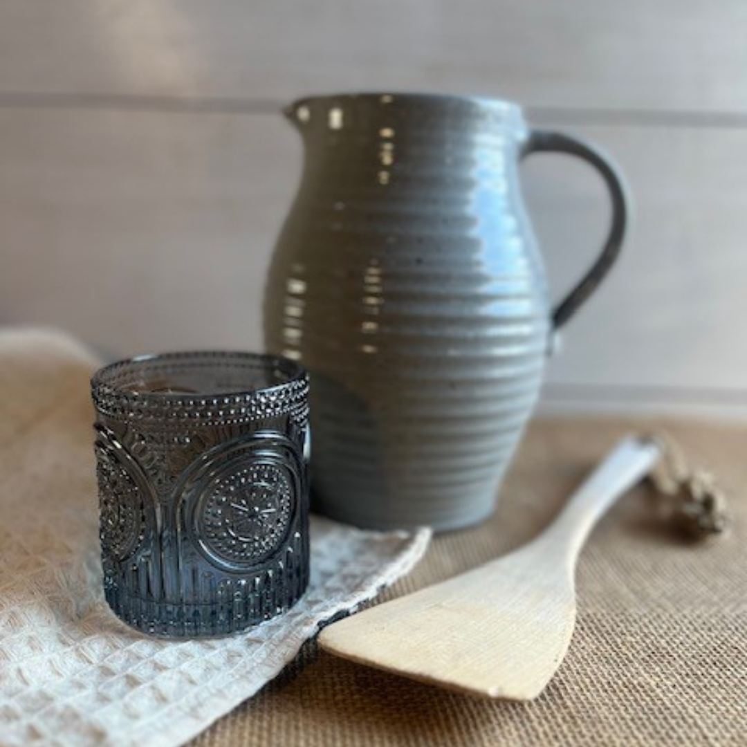 Handcrafted Pottery Pitcher- Ridges Classic Gray – Rowe Pottery Handcrafted Pottery Pitcher- Ridges Classic Gray – Rowe Pottery