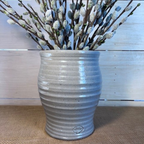Handcrafted Pottery Utensil Jar- Ridges Classic Gray