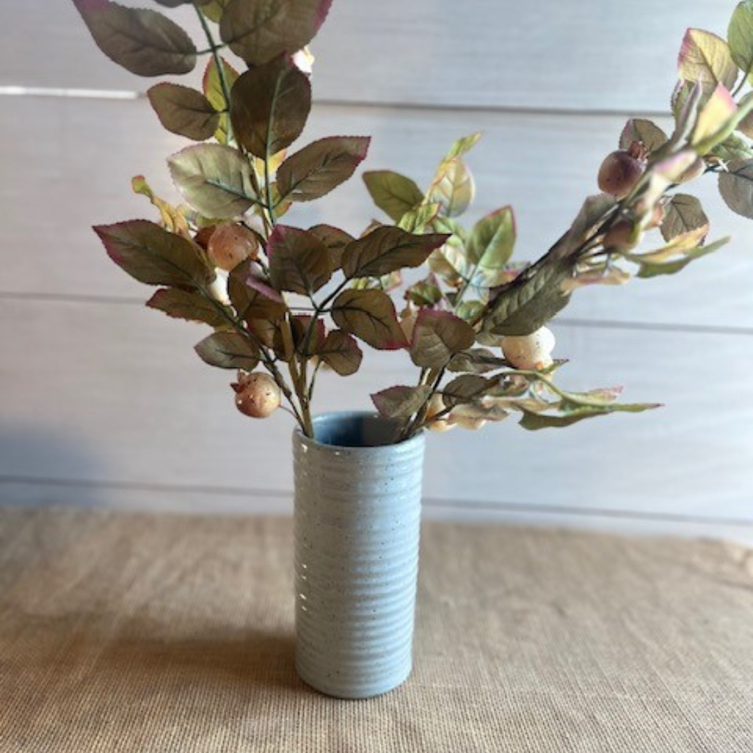 Handcrafted Pottery Vase- Ridges 7" Classic Gray