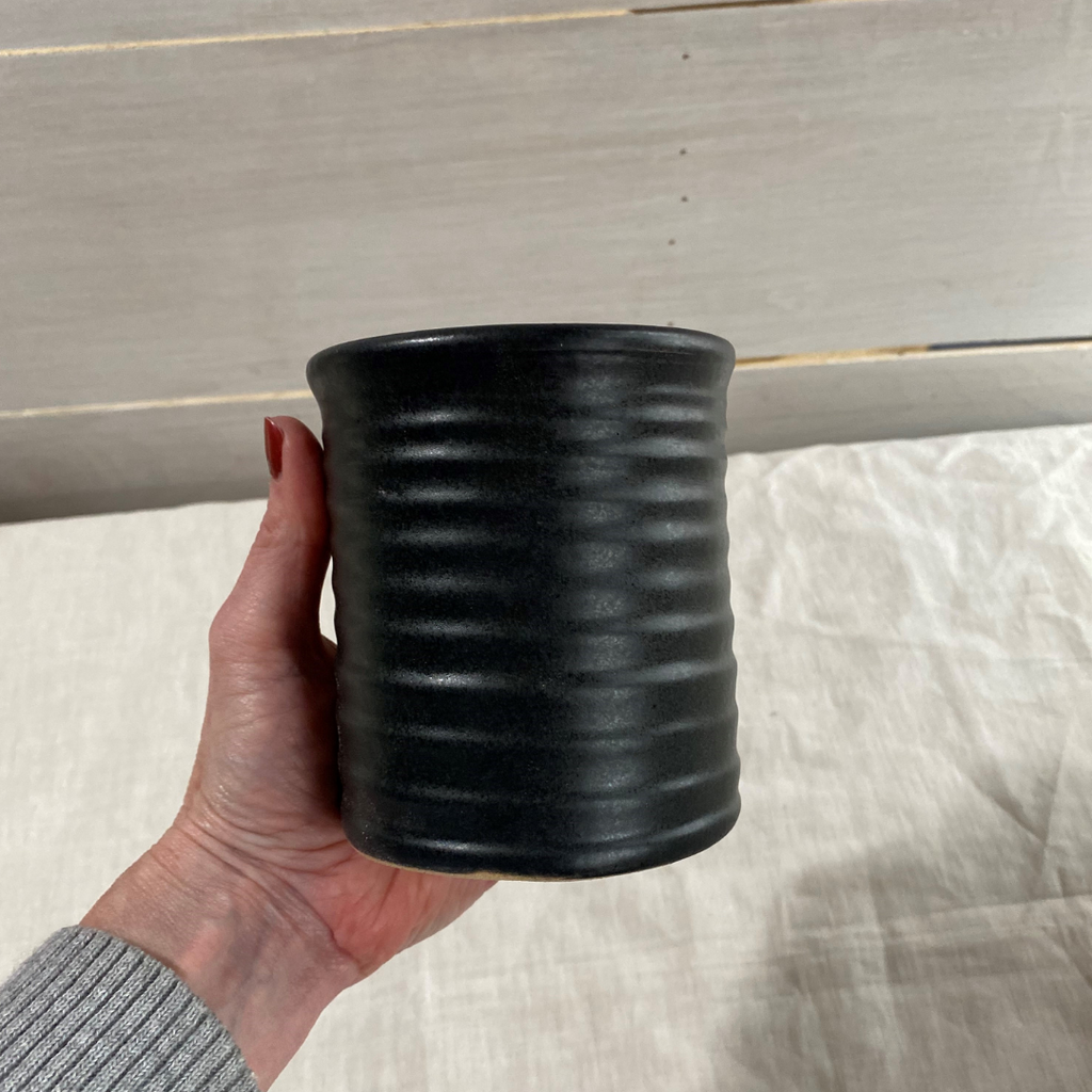 Farmhouse Ridges Candle Crock- Black Tie