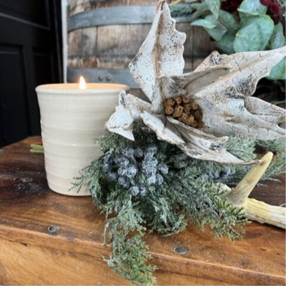 Farmhouse Ridges Candle Crock- Drift White