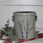 Rowe Pottery Handcrafted Stoneware Classic 1/2 Gallon Crock in our Winterberry Pattern.